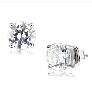 Brass Earrings Rhodium Women AAA Grade CZ